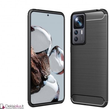 Carbon guminis dėklas - juodas (Xiaomi 12T/12T Pro)